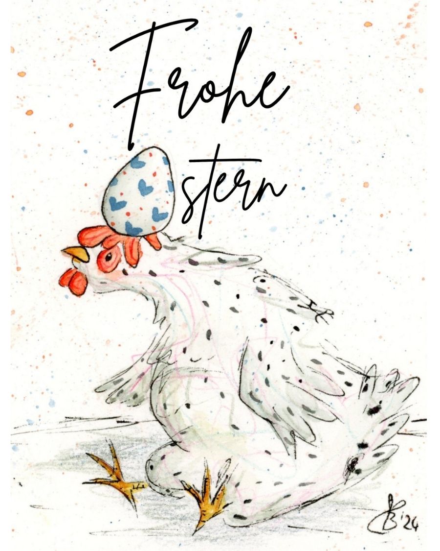 Postkarte Osterhuhn