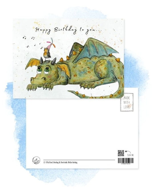 Postkarte Geburtstagsdrache