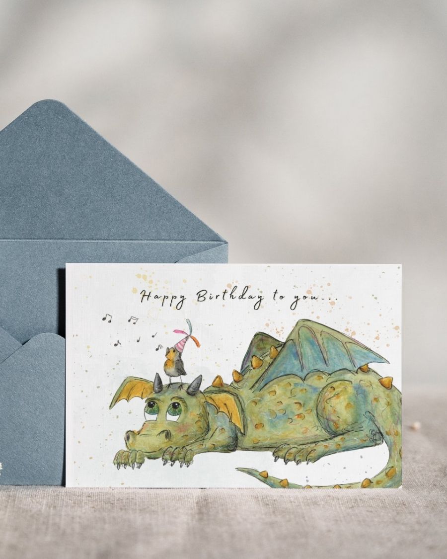Postkarte Geburtstagsdrache